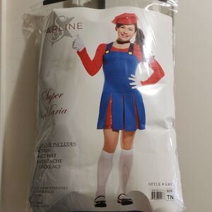 Super Maria Costume with Red and Blue Dress